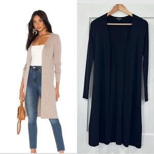 NWOT 525 America open long sleeve ribbed cardigan sweater black XS